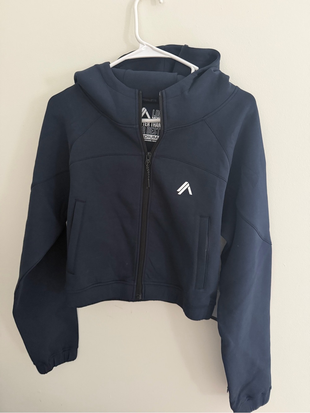 ALPHALETE LDB More Elements Hoodie Women’s M Navy Blue Cropped Full Zip Jacket